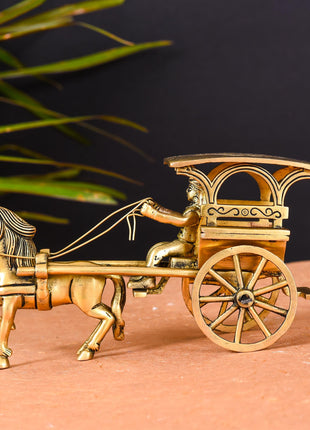 Brass Running Horse Cart/Chariot (4 Inch)