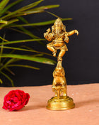 Brass Superfine Statue Of Lord Dancing Ganesha (7 Inch)