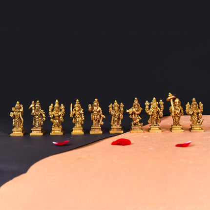 Brass Superfine Dashavatara /Vishnu Avatars Statue Set (2.5 Inch)