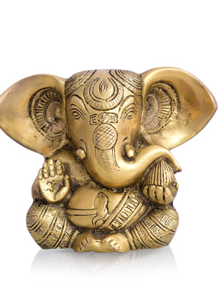 Brass Carving Appu Ganesha Idol (5 Inch)