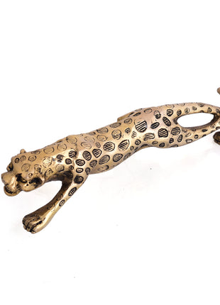 Brass Leaping Leopard Figurine (2 Inch)