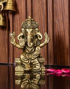 Brass Four Face Ganesha Idol (4.3 Inch)