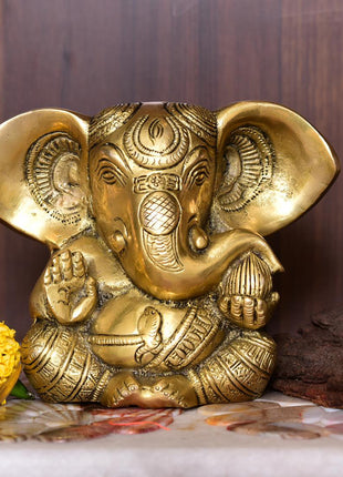 Brass Carving Appu Ganesha Idol (5 Inch)