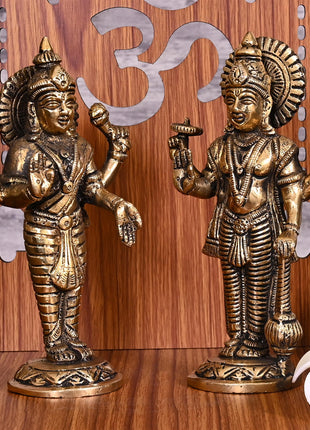 Brass Vishnu Lakshmi Idols Set (7 Inch)