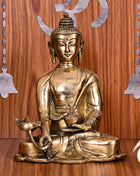 Brass Sitting Buddha Meditation Statue (6.5 Inch)