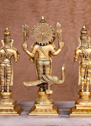 Brass Lord Murugan With Devasena And Valli Statues (11")