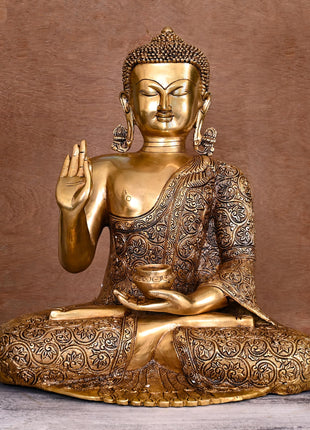 Brass Superfine Handcarved Blessing Buddha (17 Inch)