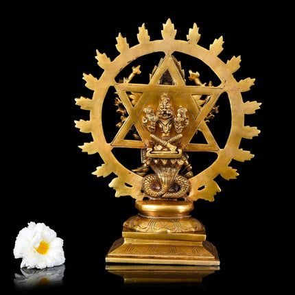 Brass Superfine Vishnu Narasimha Chakratalwar Statue (13.5 Inch)