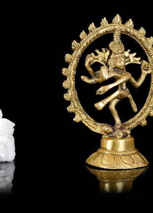 Brass Nataraja Dancing Shiva Statue (5 Inch)