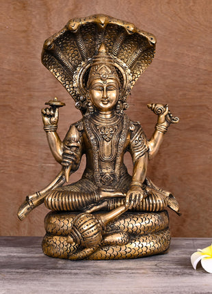 Brass Sitting Lord Vishnu Statue (13 Inch)