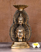 Brass Buddha Head Candle Holder  (11.8 Inch)