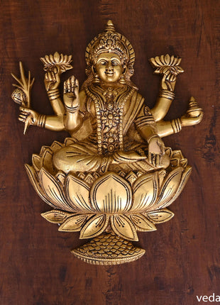 Brass Goddess Lakshmi Wall Hanging (13 Inch)
