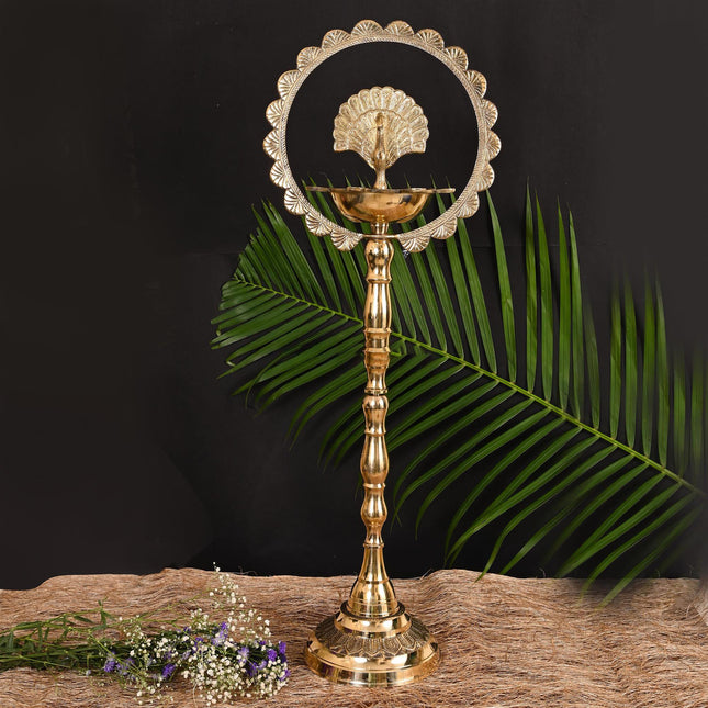 Brass Traditional Peacock Samai/Diya (24 Inch)