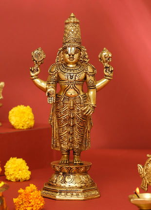 Brass Tirupati Balaji/Venkateshwar Idol (11.5 Inch)