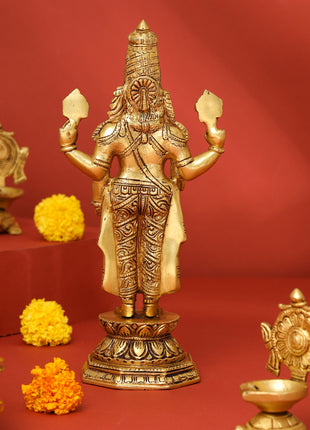 Brass Tirupati Balaji/Venkateshwar Idol (11.5 Inch)