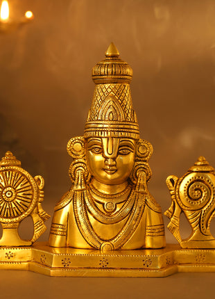 Brass Tirupati Balaji/Venkateshwar Bust (8.5 Inch)