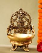 Brass Superfine Gaja Lakshmi Diya (6.5 Inch)
