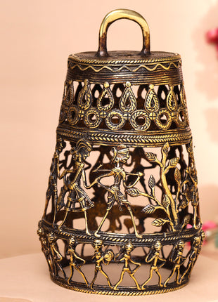 Brass Dhokra Hanging Lamp (9 Inch)