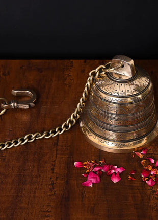 Brass Wall Hanging Temple Bell (25 Inches)