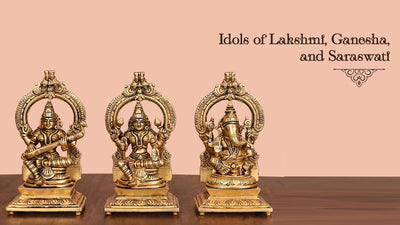 Idols of Lakshmi, Ganesha, and Saraswati