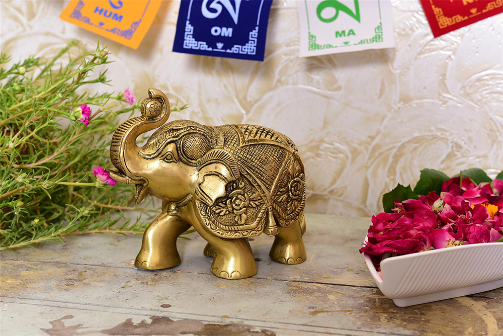 Elephant Head Design Brass Door Handle Pair| Drawer Pulls Handles|Door Accessories|Home offers Decor|Closet Pulls|H 3.5cm, L 19cm, W 9cm|