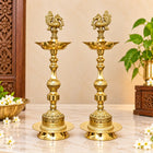 Brass Peacock Samai Lamp Pair (17.5 Inch)