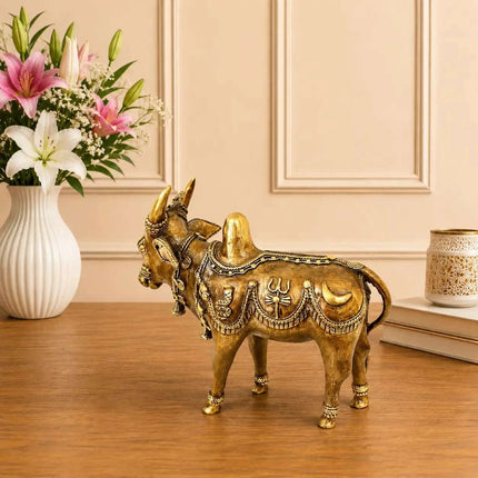 Brass Dhokra Standing Nandi Idol (7 Inch)