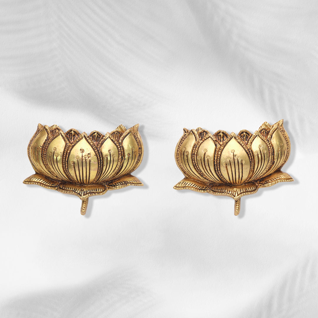 hanging lotus plant Exquisite Brass Hanging Lotus Flower Pair – 3.5 Inch