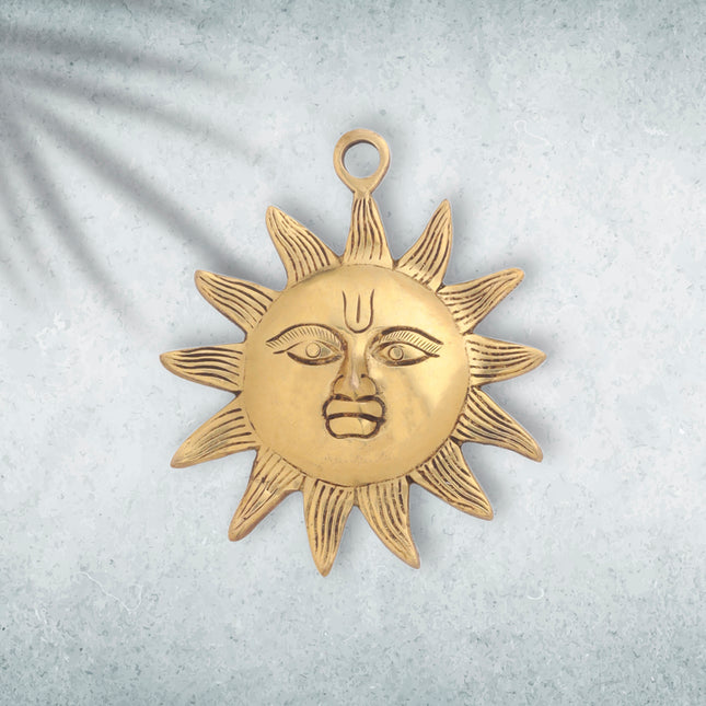Brass Sun Face Wall Hanging (5 Inch)