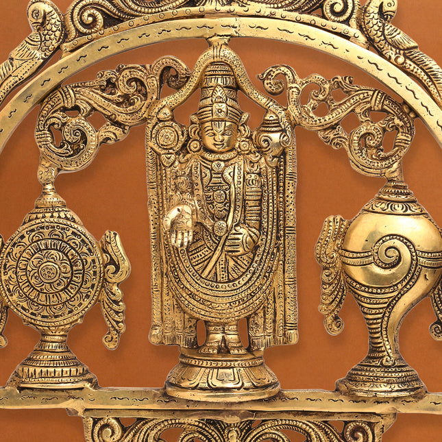 Brass Balaji Shankh Chakra Namah Wall Hanging (11 Inch)