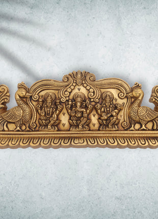 Brass Superfine Lakshmi Ganesha Saraswati Wall Hanging (6 Inch)