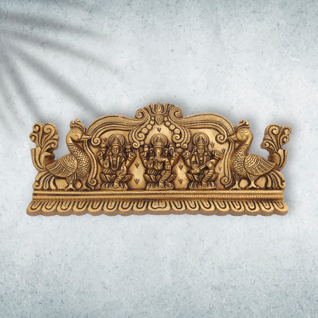 Brass Superfine Lakshmi Ganesha Saraswati Wall Hanging (6 Inch)