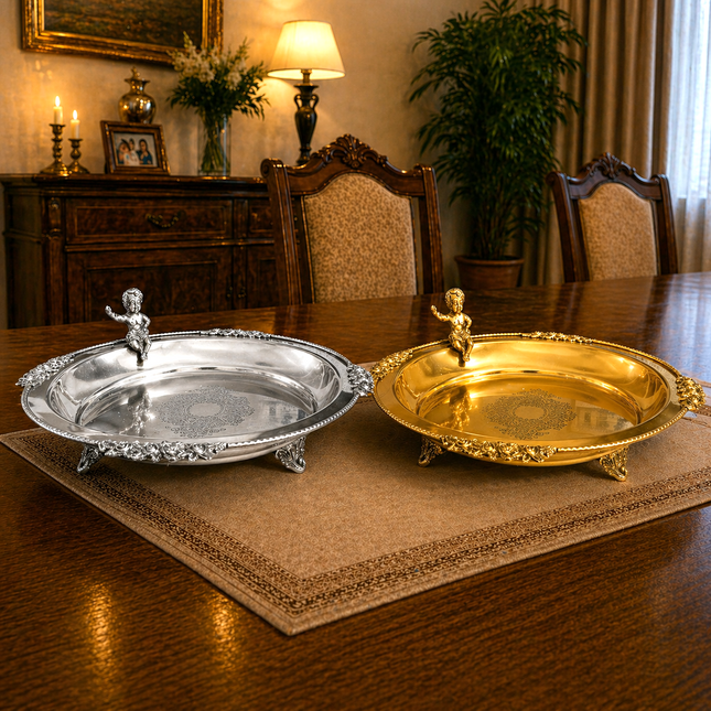 Brass Round Serving Tray / Plate (11.5 Inch)