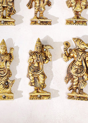 Brass Dashavatar Wall Hanging – Set of 10 Avatars of Lord Vishnu