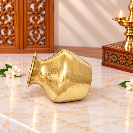 Brass Hammered Pooja Kodam/Kalash (5 Inch)