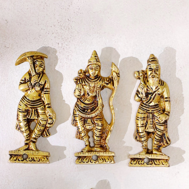 Brass Dashavatara Wall Hanging – Set of 10 Avatars of Lord Vishnu (3.8 Inch)