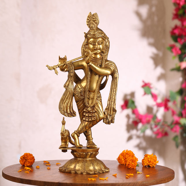 Brass Krishna Idol (18.5 Inch)