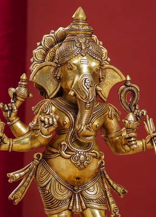 Brass Superfine Standing Ganesha Statue (26 Inch)