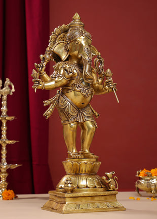 Brass Superfine Standing Ganesha Statue (26 Inch)