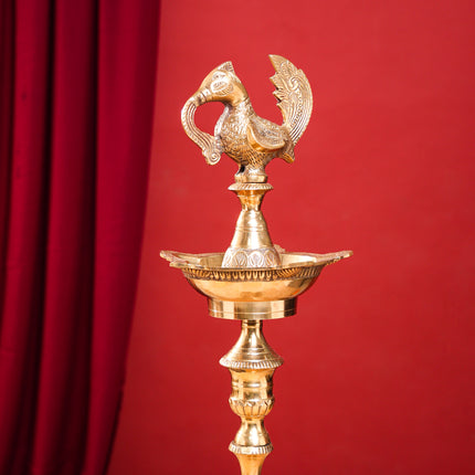 Brass Peacock Mahabharat Lamp Pair