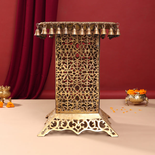 Brass Stool With Forty Hanging Bells (21 Inch)