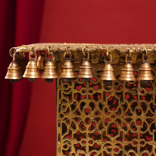 Brass Stool With Forty Hanging Bells (21 Inch)