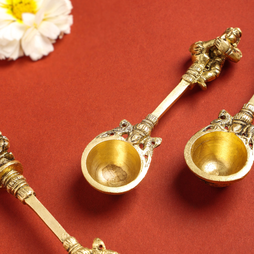 Ahuti Brass Pooja Ahuti Spoon (6 Inch) – Vedansh Craft