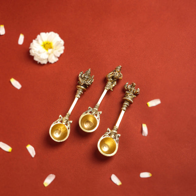 Brass Pooja Ahuti Spoon (6 Inch)