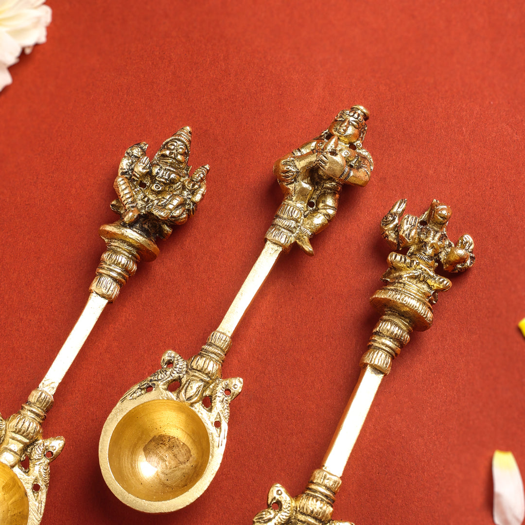 Ahuti Brass Pooja Ahuti Spoon (6 Inch) – Vedansh Craft