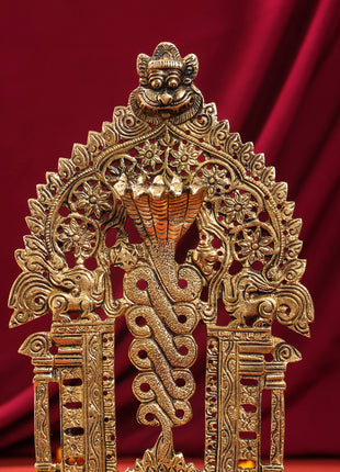 Brass Singhasan With Prabhavali Craft (10.5 Inch)