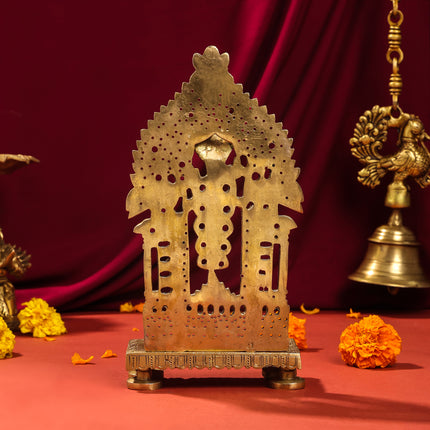 Brass Singhasan With Prabhavali Craft (10.5 Inch)