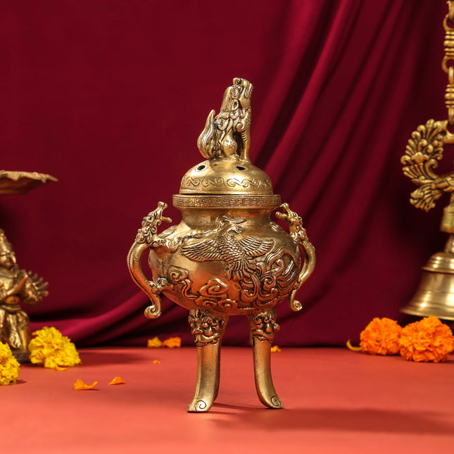 Brass Antique Pot With Lid (9.5 Inch)