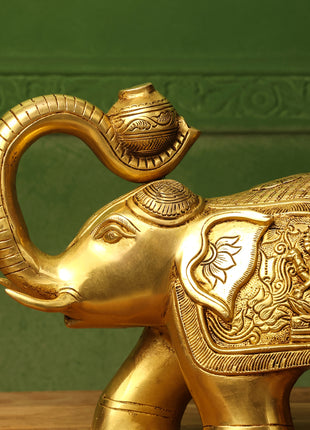 Brass Elephant Royal Statue (8.5 Inch)