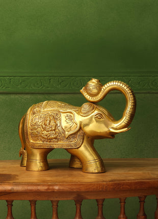 Brass Elephant Royal Statue (8.5 Inch)